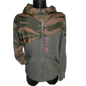 Fox Racing Olive Green Camo Zip Up Hoodie S